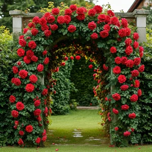 Роза плетистая Алый Триумф купить по цене от 319р. в интернет-магазине «Посадика» с доставкой почтой в в Обнинске и по всей России – [изображение №1].